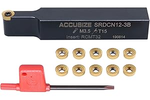 Accusize Industrial Tools 3/4'' Shank x 4-1/2'' Overall Length SRDCN Indexable Lathe Tool Holder with Extra RCMX320 Carbide I