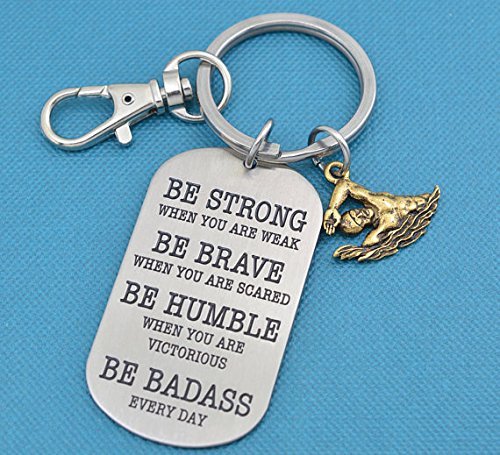 Swimming keychain. Swimming gifts. Swimmer gift. Be badass every day. Swimming charm. Swimmer keychain.