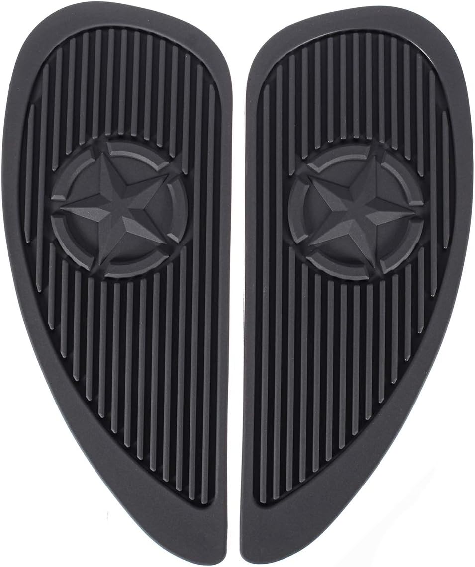 MOMOALA Pair Motorcycle Cafe Racer Fuel Tank Cap Pad Protector Rubber Decal Sticker Universal - Black