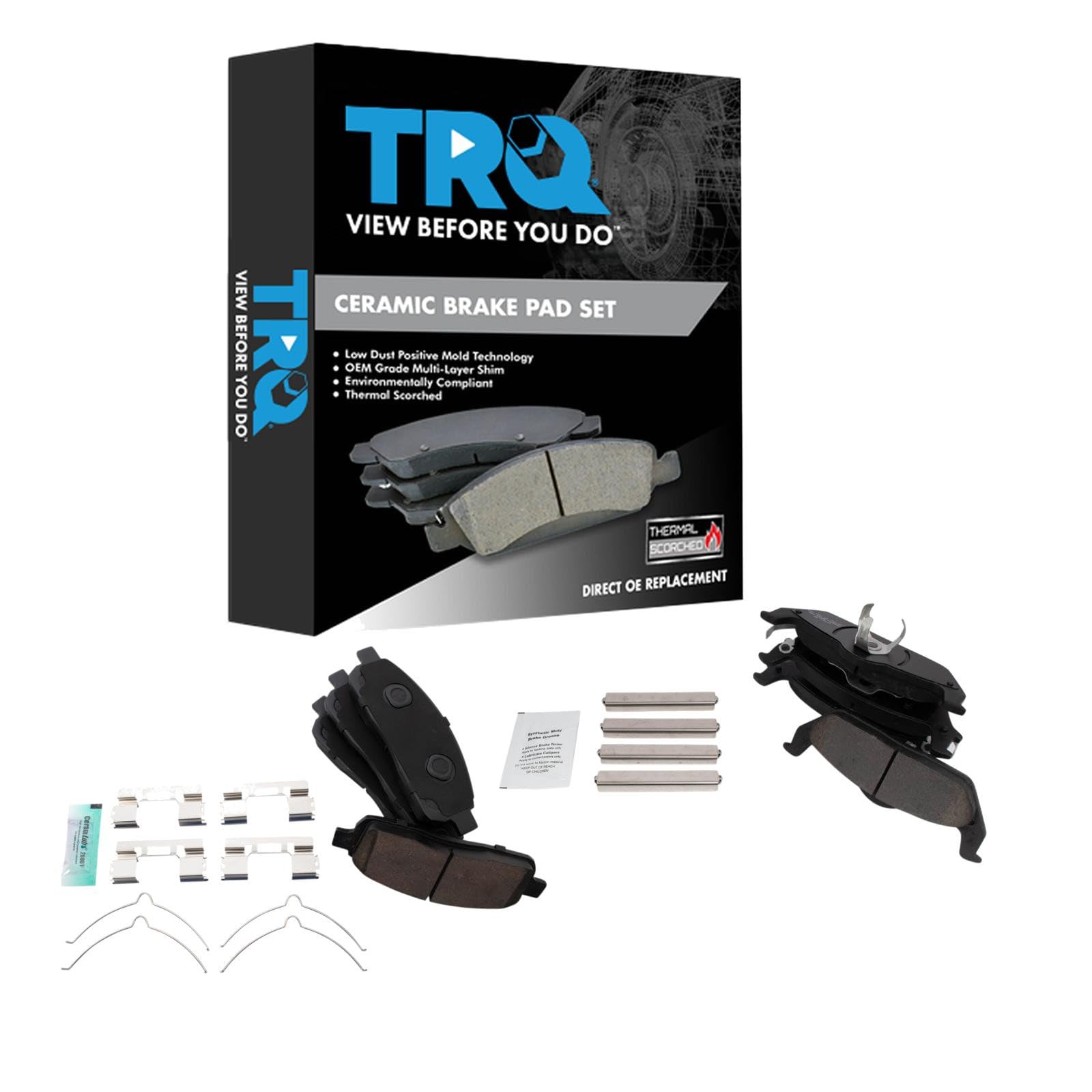 TRQ Front and Rear Brake Pad Set Ceramic Hardware Compatible with 2009 Ford F-150 Image