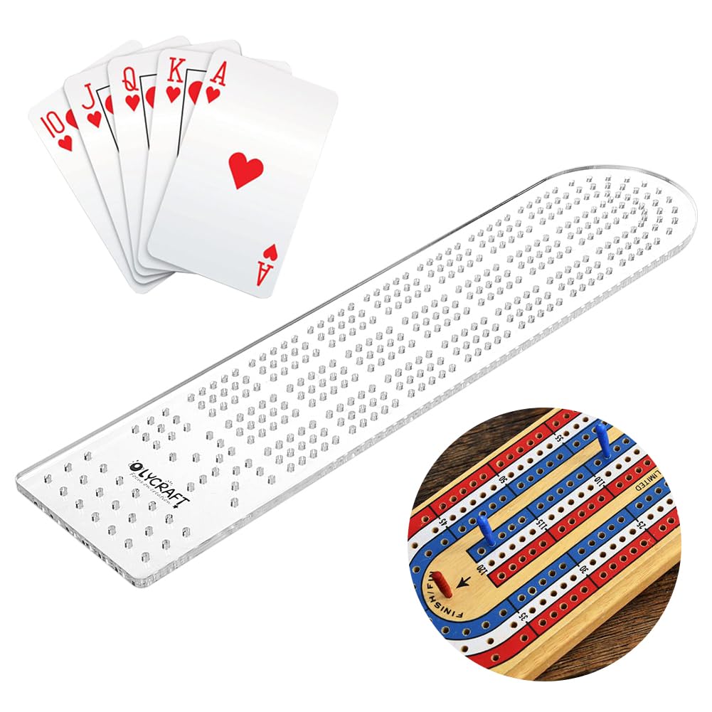 OLYCRAFT Cribbage Board Template 3-Track Clear Acrylic Router Templates with 2.7mm Hole Track Style Woodworking Project Kit DIY Router Guide Kit for Game Templates for Card Game DIY 95.5x380mm