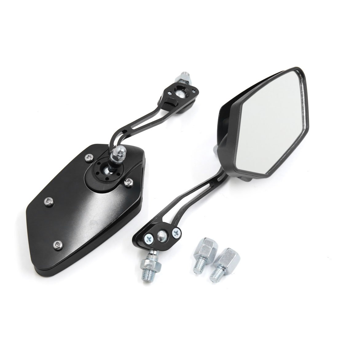 sourcingmap 2Pcs 8mm 10mm Black Side Rearview Mirror for Motorcycle