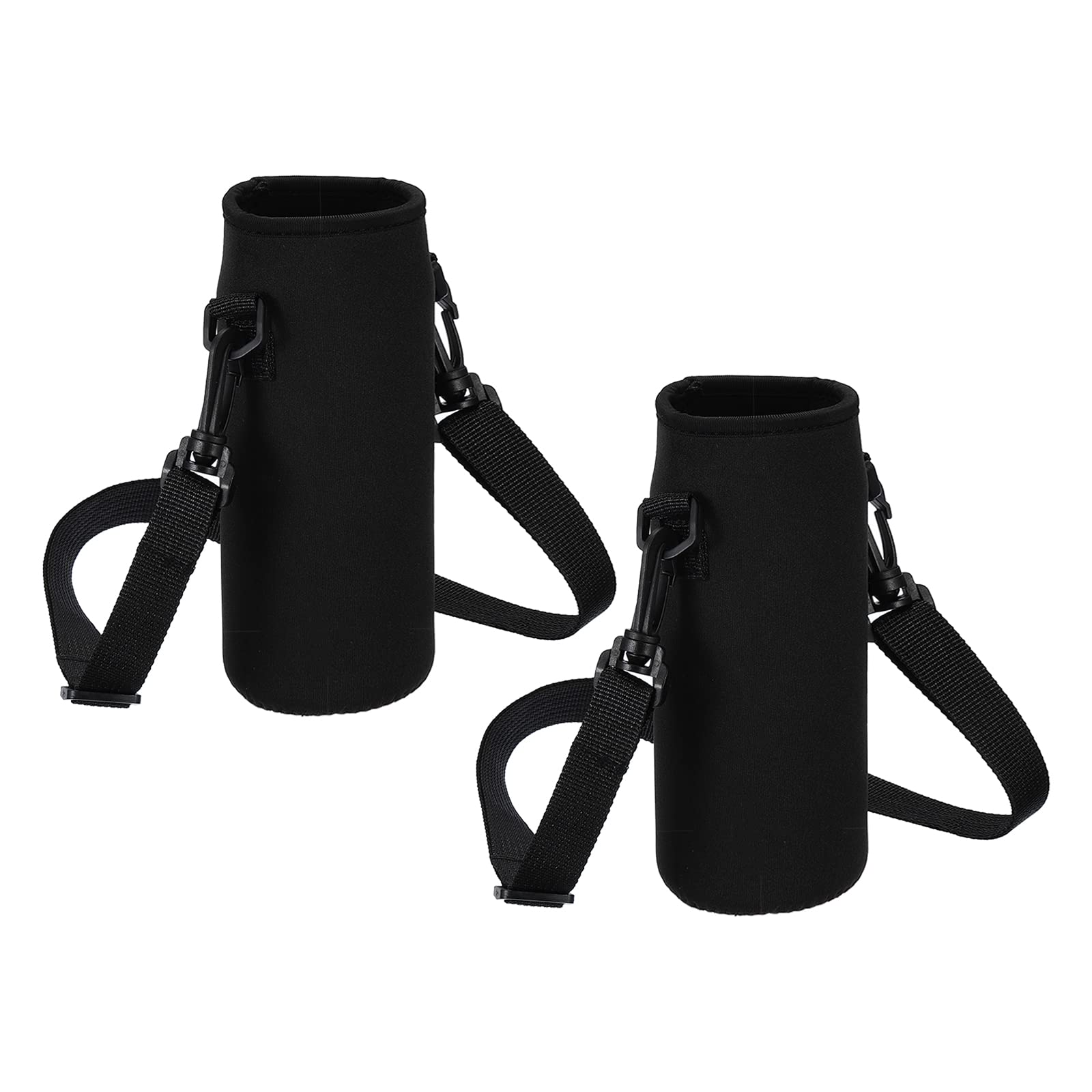 PATIKIL 80mmx190mm Water Bottle Sling Bag, 2 Pack Neoprene Portable Insulated Bottle Holder Carrier with Adjustable Shoulder Strap, Black