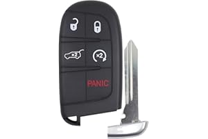 Replacement Smart Key Fob Remote with Insert Key for Dodge Durango (2014-2024), 5-Button Automotive SUV Proximity Keyless Ent