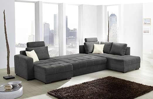Antego Wohnlandschaft Mit Bettfunktion Grau B H T 357 89 222 Cm Amazon De Kuche Haushalt