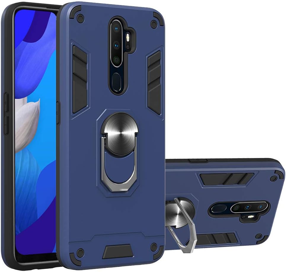 Feikulong Phone Case for Oppo A9 (2020),Hybrid Heavy Duty Protection Shockproof,Slim Drop Protection with Ring Stand Compatible with Magnetic Car Mount (Not Included),Royal Blue