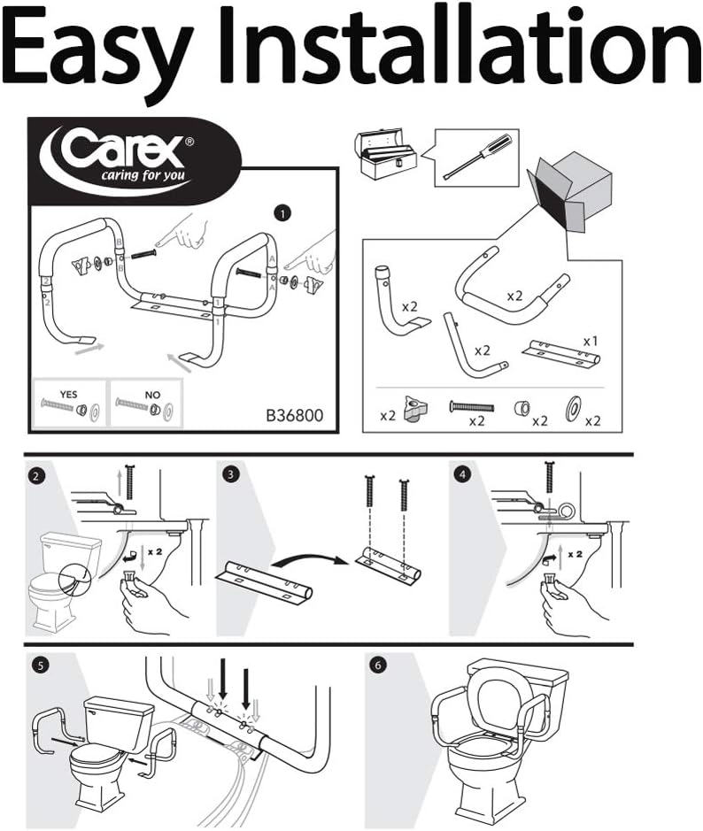 Carex Toilet Safety Frame - Toilet Safety Rails With Adjustable Width - Toilet Rails For Elderly, Handicap, Home Health Care Equipment After Surgery, Supports 300lbs: Health & Personal Care