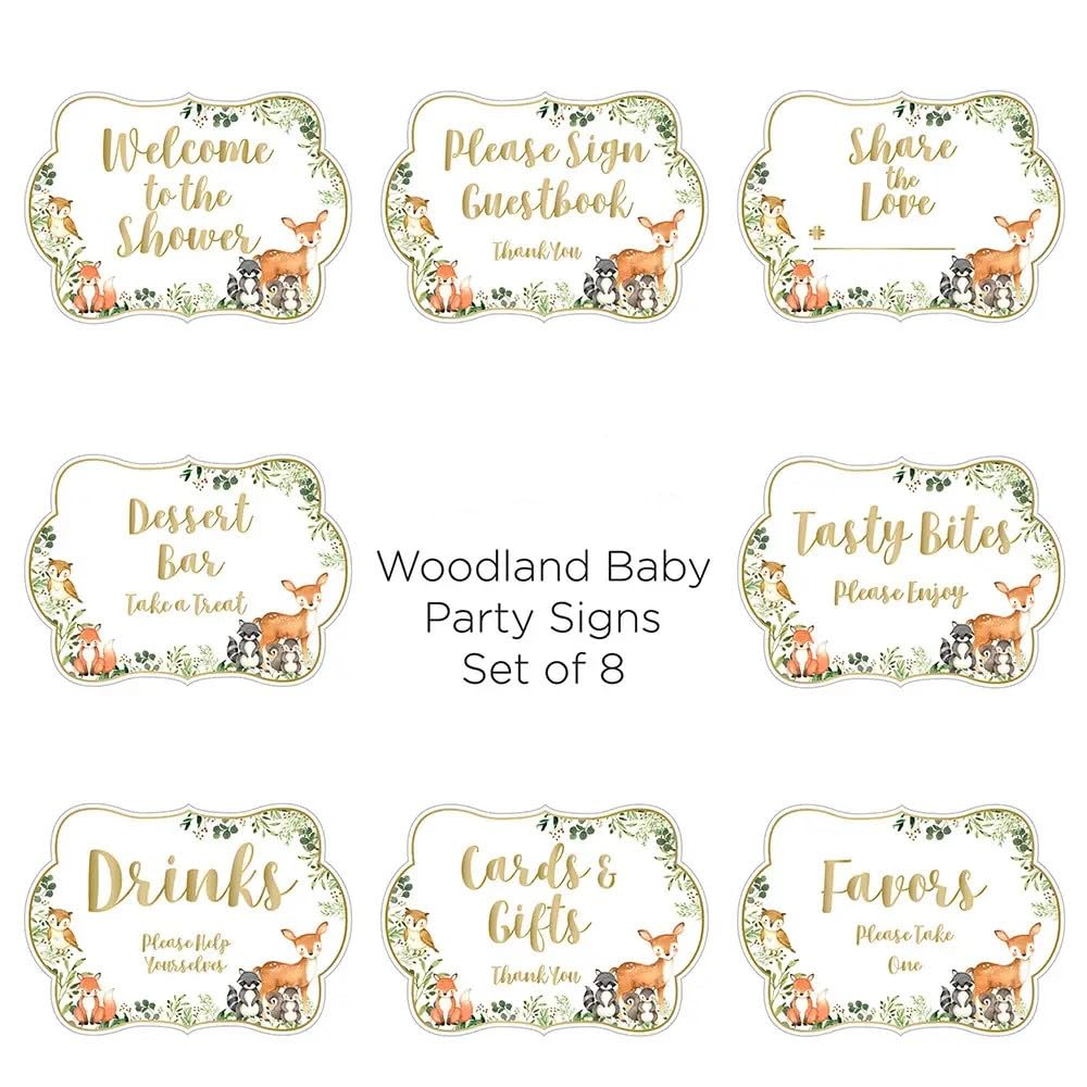 Kate Aspen Woodland Baby Shower, One Size, Décor Sign Kit (Set of 8)