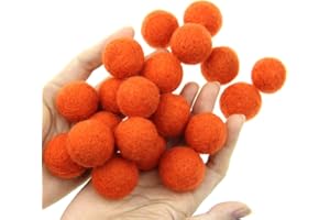 Zasy 30mm Needle Wool Felt Balls Foam Filled Wool Felt Pom Pom Home Decor DIY (Orange)