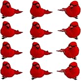TITA-DONG 12PCS Christmas Cardinal Birds Ornament,Artificial Birds Xmas Cardinal Ornament with Metal Clip,Mini Simulation Feather Red Birds for DIY Crafts Christmas Tree Gardening Wreath Decoration