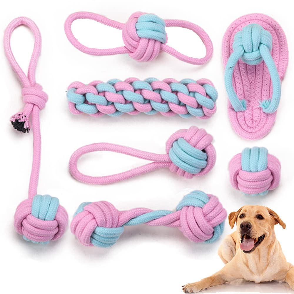 Speedy Panther 7 Pack Puppy Rope Chew Toys for Small Dogs (8+ Weeks) - Natural Cotton Teething & Tug Toys for Puppies, Small & Medium Breed Dogs - Durable Dog Dental Toys