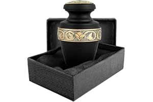 Trupoint Memorials Small Urns for Human Ashes Keepsake, Decorative Mini Cremation Urn for Adult Men and Women, Small Grecian Black and Gold