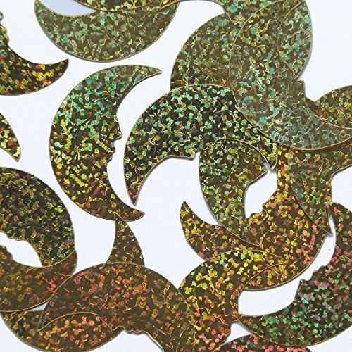Man in The Moon 40mm Couture Sequin Paillettes. Gold Hologram Multi Reflective Metallic Made in USA. Loose sequins for embroidery, bridal, applique, arts, crafts, and embellishment.