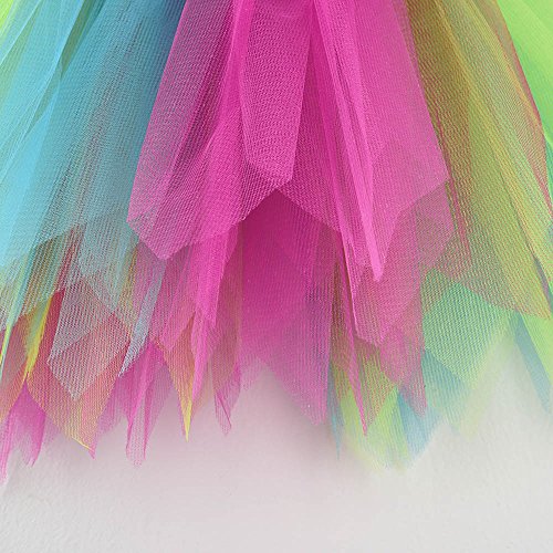 Girls Fluffy Pull-On Tulle Ballet Skirt Kids Tutu Pettiskirt Dancewear Party Dress Costumes Yamally (One Size (3-8T), Blue)