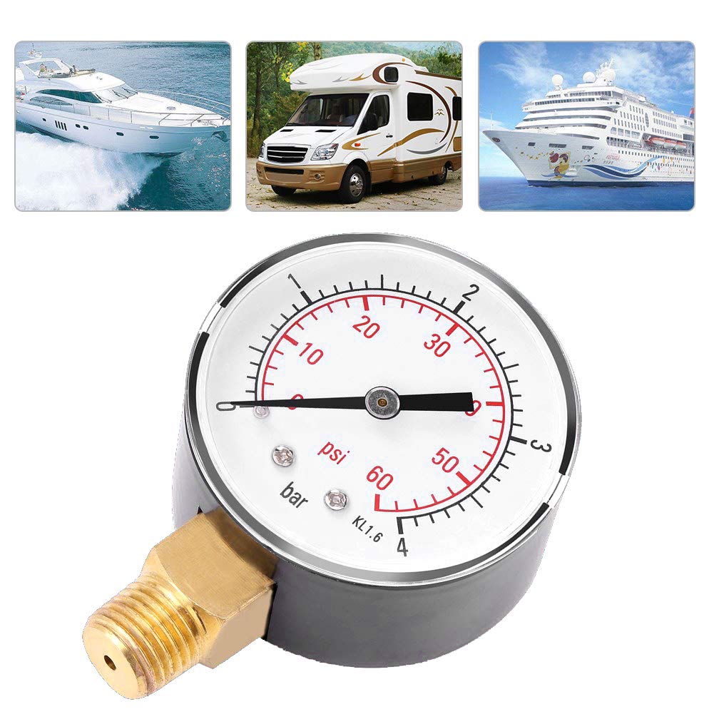 1PCS Manometro Ad Alta Precisione 0-6 Bar 1/4"NPT, Manometro Mini Per Olio Combustibile Acqua Olio Liquido - Foto 3