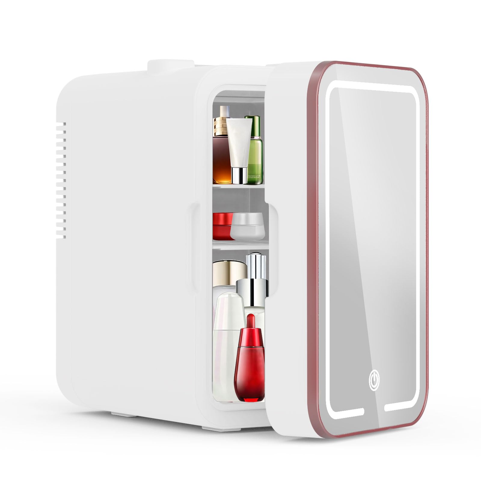 Photo 1 of YLFU Mini Fridge for Bedroom, 6L Skincare Fridge with LED Mirror for Dorm & Office, Portable Cooler & Warmer Small Compact Refrigerator for Skincare, Makeup and Cosmetics