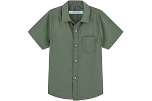 DDILKE Boys' Short Sleeve Dress Shirt Casual Button Down Uniform Shirts