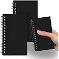 Jutom 2 Pcs Small Spiral Notebooks Memo Pads 3 x 5 Inch Pocket Notebooks Lined College Ruled Journal Mini Note Pads Sketchbook for Office Employee Appreciation Gifts,120 Pages (Black)