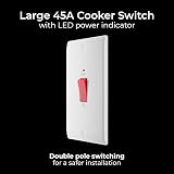 BG Electrical Nexus 800 Cooker Control Switch Unit 45A Double Pole LED White view 4