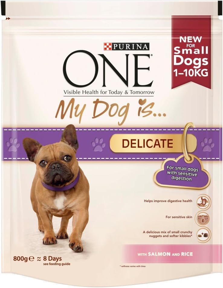 Purina One My Dog is Delicate Dry Dog Food Salmon and Rice, 800 g - Pack of 4
