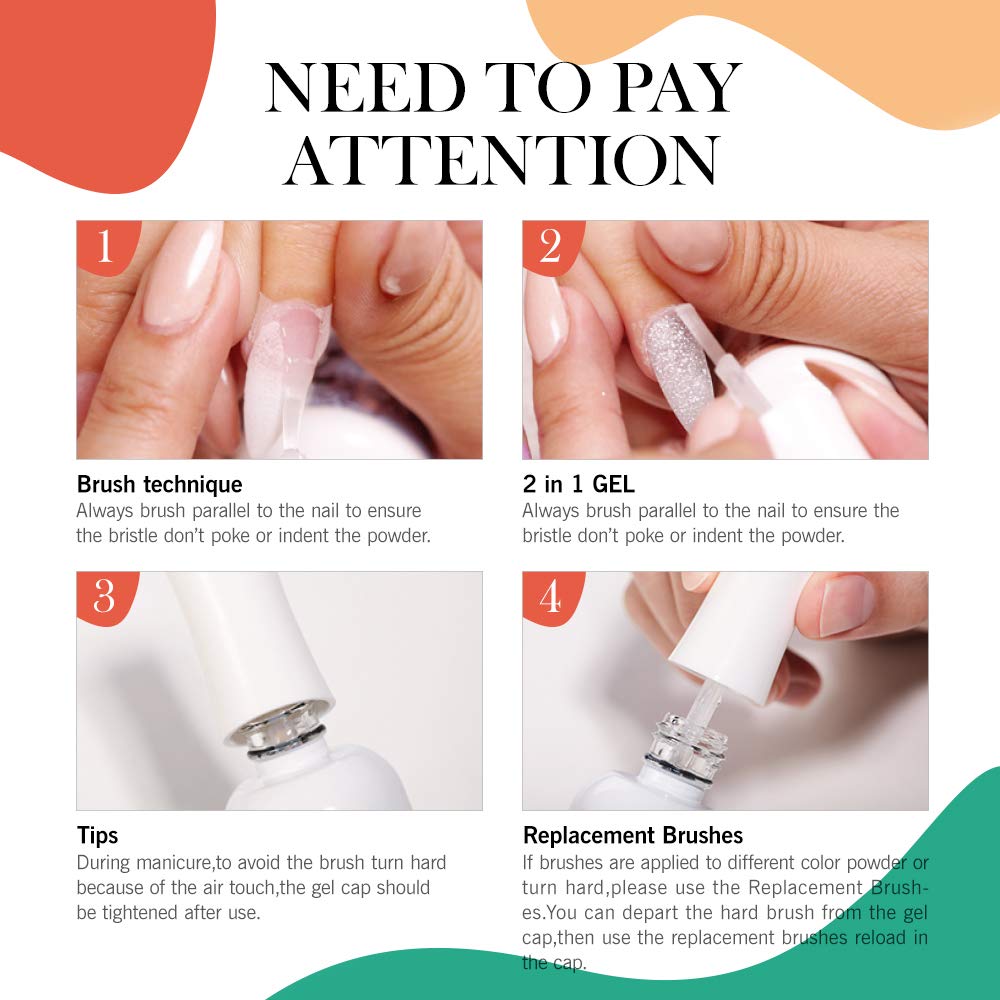 2 in 1 Dip Powder Base & Top Coat with Activator Dip Powder Liquid Set for Dipping Powder Nail Kit, 0.5oz/Bottle, Fast Dry, No Nail Lamp Needed : Beauty