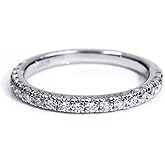 TIANYU GEMS 2mm 925 Sterling Silver 18K White Gold Plated Wedding Band Moissanite Diamond Half Eternity Stackable Engagement Ring for Women