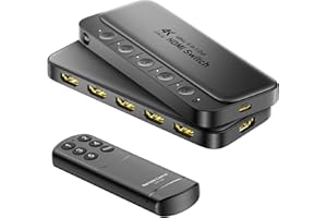 ByteWave HDMI Switch 5 in 1 Out with Remote - 4K@60Hz, HDCP2.3, HDR, 3D, Dolby Support, Multi HDMI Port Selector Box, 5x1 Game Switcher Hub Compatible with PS5 Nintendo Switch1/2 Xbox Roku TV Stick