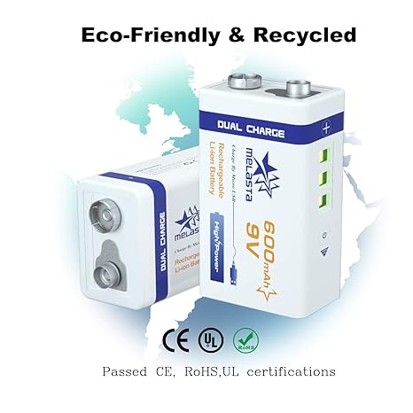 Amazon.com: Melasta - Pilas de litio recargables de 9 V ...