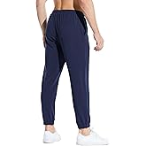 baleaf Men's 27" Cotton Sweatpants Sports Running Joggers Pants Lightweight Lounge Pocketed Pajamas 7/8 Length 2 Pack Black/Blue M