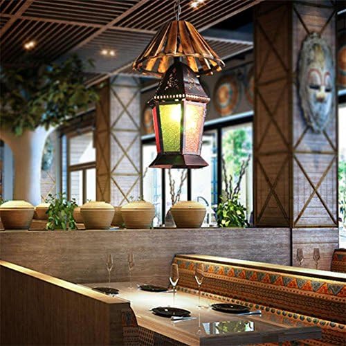 TUNBG Bohemian retro chandelier, Turkish stained glass lamp, Mediterranean decorative chandelier 23CM * 86CM