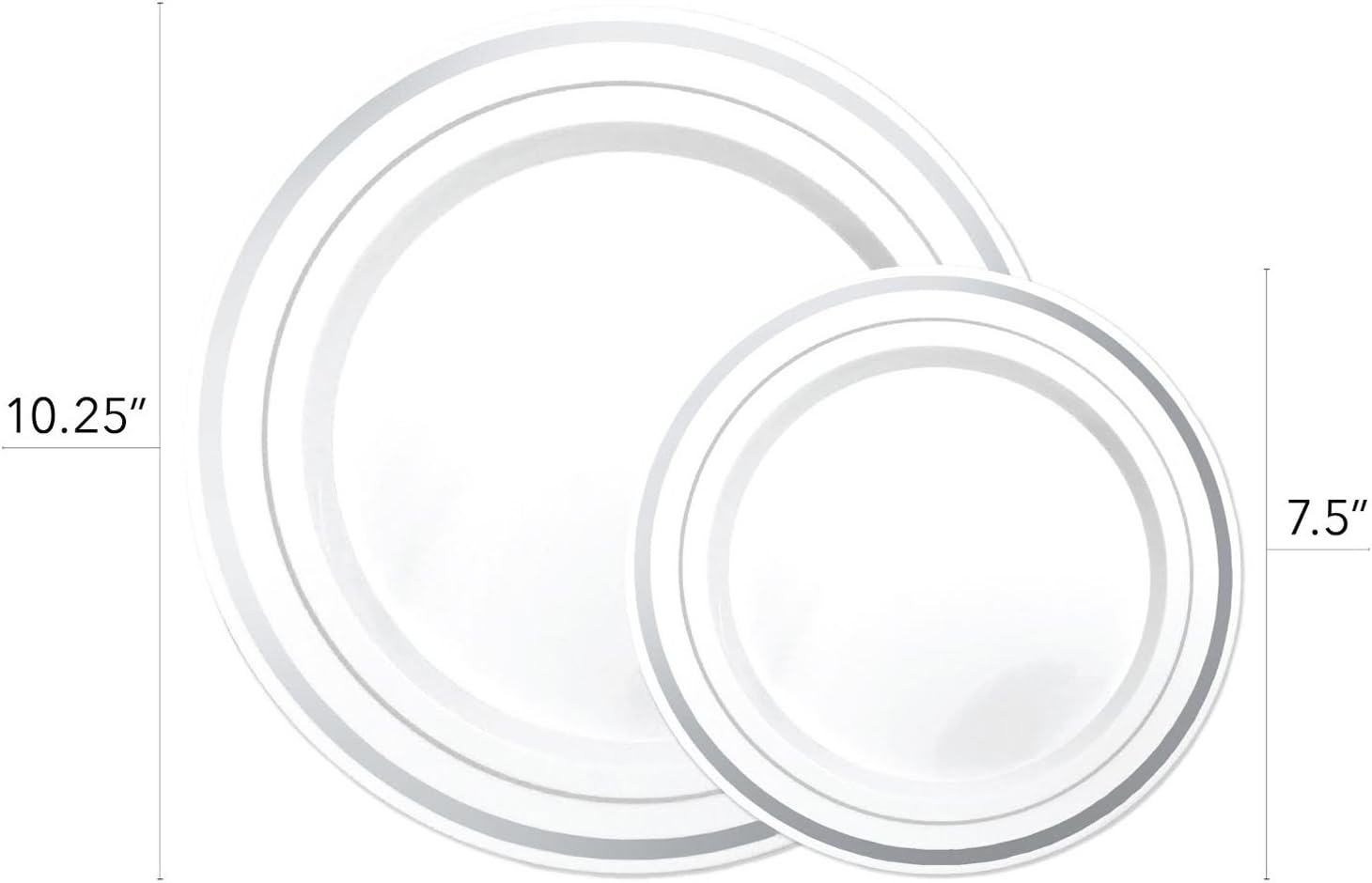  | Fancy Disposable Plates with Cutlery - 125 Piece Silver Plastic Party Plates and Silverware for Weddings, Party, Baby Shower, Birthday, Holiday - Service for 25 Guests (Silver Rim): Dinnerware Sets