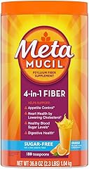 Metamucil, Daily Psyllium Husk Powder Supplement, Sugar-Free Powder, 4-in-1 Fiber for Digestive Health, Orange Flavored Drink