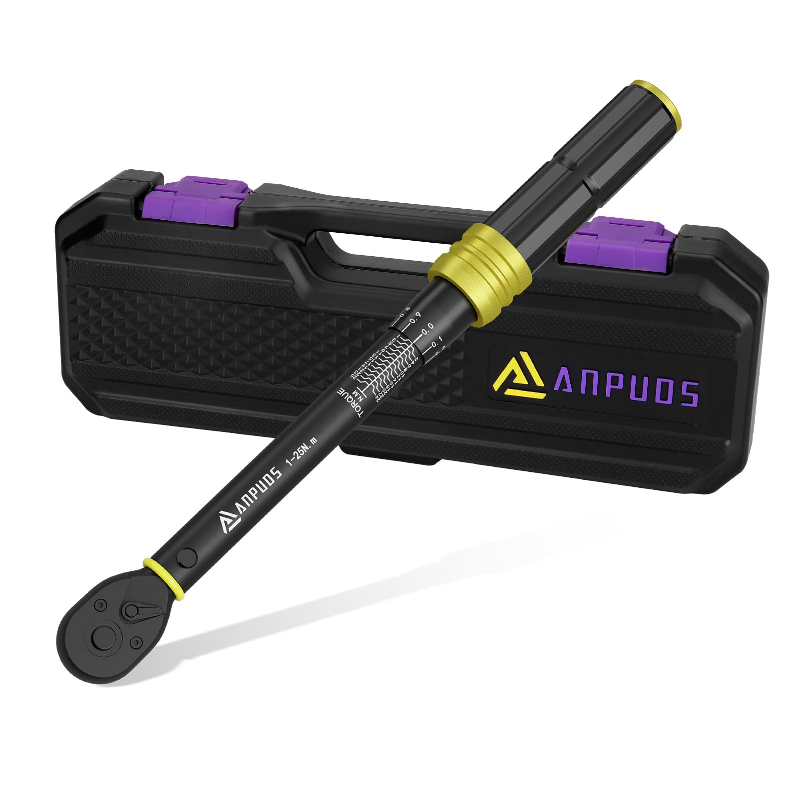 ANPUDS Torque Wrench 1/4 Inch, 0.1 NM Micro Adjustment, 1-25 NM Bicycle & Motorcycle Torque Wrench with Locking, ±3% Error Accuracy Torque Wrench for Bicycle Maintenance