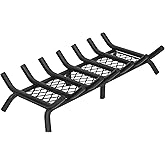 Fireplace Grate 27inch with Ember Retainer | Fireplace Log Grate with Heavy Duty Solid Round Steel 3/4&rdquo; Bar | No Assembly Required Hearth Grate for Firepit Firewood Log Indoor Wood Stove Burning