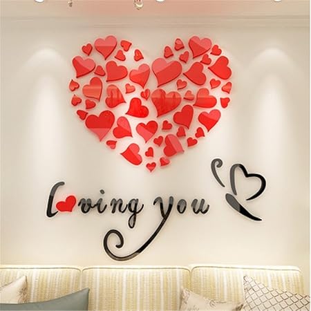 Diy 3d Love You Heart Wall Stickers Crystal Acrylic Wall Decals