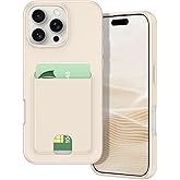 Petocase for iPhone 16 Pro Wallet Case Card Holder Slot Slim Fit Flexible TPU Gel Rubber Soft Skin Silicone Protective Phone Case Cover for Apple iPhone 16 Pro 6.3 inch Beige