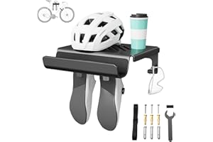 BEISHI Bike Wall Mount Rack Indoor Bike Storage Garage Bike Rack Wall Mount with Shelf and Hooks Store Your Helmet and Shoes for a Single Road, Mountain or Other Bicycle (Fit Crank Bicycle)