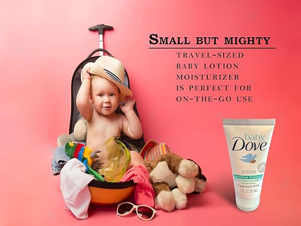 DOVÈ BÁBY LOTION SENSITIVE MOISTURE 30ML,TRAVEL SIZE, A MINI LOTION MOISTURIZER, GENTLE, HYPOALLERGENIC FORMULA IS PERFECT FOR DELICATE BABY SKIN, PACK OF 4