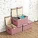 Large Storage Boxes [3-Pack] EZOWare Large Linen Fabric Foldable Storage Cubes Bin Box Containers with Lid and Handles for Home, Office, Nursery, Closet, Bedroom, Living Room (Wine)