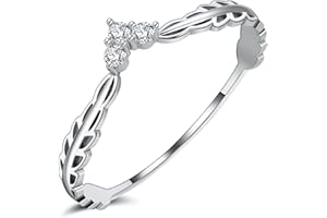 Ginger Lyne Collection V Shape Leaf Enhancer Band Sterling Silver Anniversary Wedding Ring for Women
