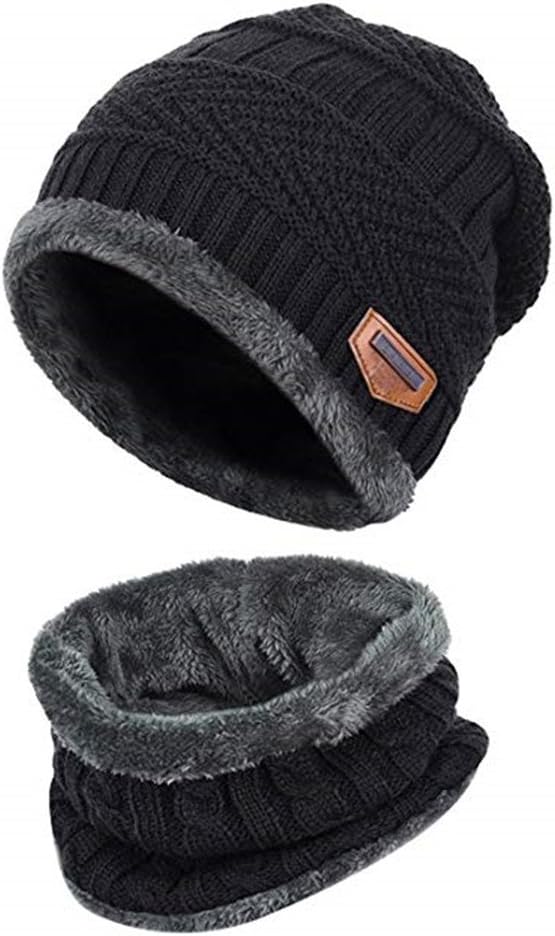 Warm Knitted Hat and Circle Scarf Set OutdoorsScarf Beanie Skull Cap for Winter