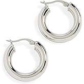 SHASHI Women's Dominique Hoop Earrings, White Gold, One Size
