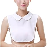 YAKEFJ Lady Half-Shirt Blouse Detachable Lace chiffon Fake Collars Dicky Collar Faux Collar (06WHITE)