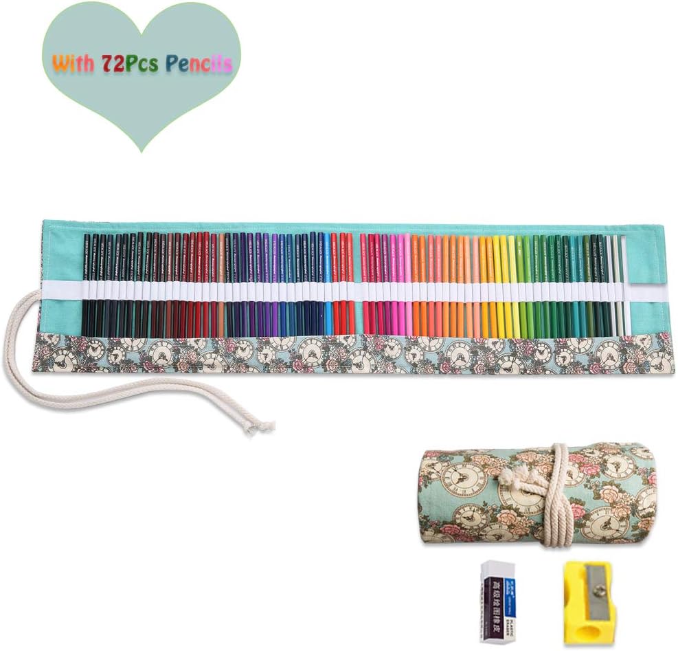 72 Colored Pencils for Drawing - IIHOMES Color Pencils Set with 72 Count Coloring Pencils, Sharpener and Canvas Pencil Bag for Adult and Kid Coloring Books : Office Products