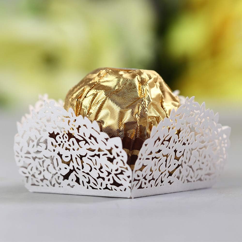 CHOCKACAKE Wedding Truffle Chocolate Laser Wrappers Holder, Truffle Liners, Truffle Cups for Baby Shower Bridal Shower Birthday Party Wedding - Pack of 24