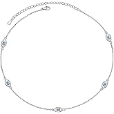Alphm S925 Sterling Silver Evil Eye Choker Short Dainty Adjustable Pendant Necklac for Women Jewelry