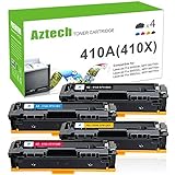 Aztech 4 Packs Compatible Toner Cartridge Replacement for HP 410A CF410A CF411A CF412A CF413A for HP Color Laserjet Pro MFP M477fnw M477fdn M477fdw M452dn M452nw M452dw M477 M452 M377dw Printer Toner