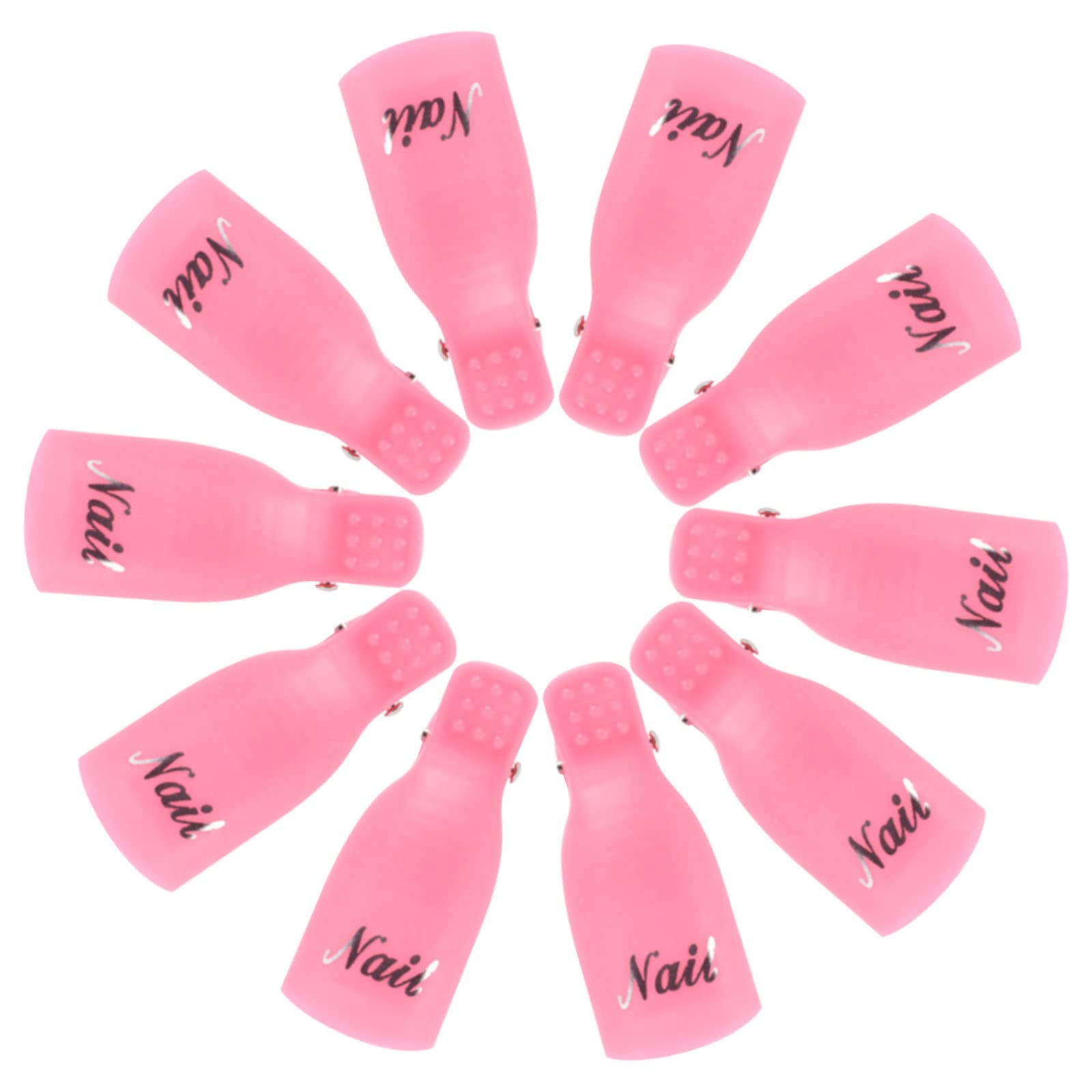 Hanyousheng Acrylic Gel Polish Remover - 10 PCS Nail Art Gel Cap Soak Off Clip UV Manicure Tool - Rose Red Colour