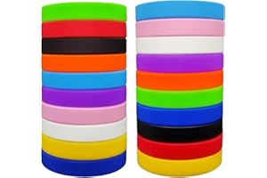 20Pcs Silicone Wristbands for Events, 10 Colors Waterproof Rubber Bracelet, Stretch Wrist Bands for Identification Sports Con