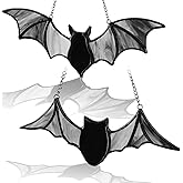 Yalikop 2 Pcs Christmas Bat Suncatcher Decoration Bat Stained Glass Window Hangings Sun Catcher for Christmas Craft Office Party Home Decor Gifts Windows Home Garden Decor